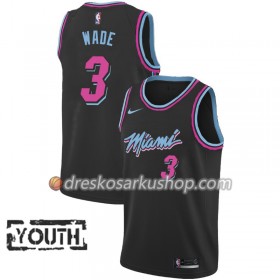 Dječji NBA Dres Miami Heat Dwyane Wade 3 Nike 2018-19 City Edition Crna Swingman